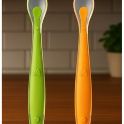 Badal Kidz Feeding Spoon With Ultra Supple 100% Silicone Tip,Bpa Free - Green & Orange (Pack OF 2)-image-56