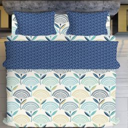 BhaiJi Bedsheets 220 TC Glace Cotton Bed Sheet XXXL King Size 10 Feet Bedsheet 107x120 Inch Without Joints With 2 Pillow covers - Blue blossom-image-51