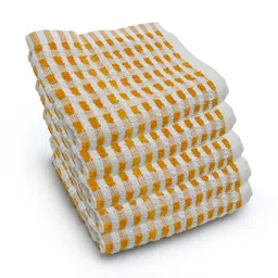 PRAKARTIK Yellow Set Of 5 Checked Kitchen Towels image 1