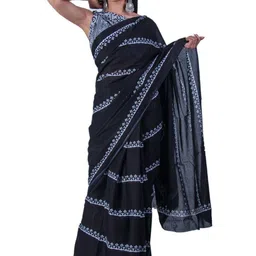 Craft Musium Ethnic Motifs Pure Cotton Saree With Unstitched Blouse Piece-picture-7