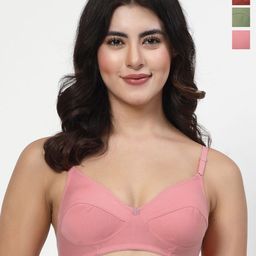 LILY manoop Women Pack Of 3 Solid Full Coverage Non Padded Non Wired Regular Everyday Bra-0