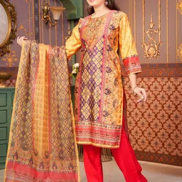 Aarika Girls Printed Regular Kurta with Trousers & With Dupatta image 3