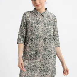 Grit and Flair Women Printed Crepe Shirt Dress-image-53