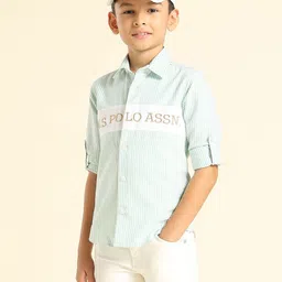 U.S. Polo Assn. Kids Boys Vertical Striped Cotton Casual Shirt-picture-26