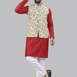 Leipzig Fashion Men Floral Printed Regular Straight Kurta Sets-picture-36