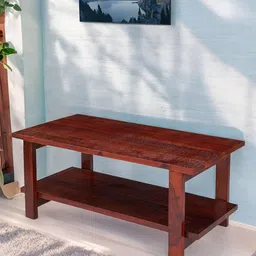 Ikiriya Brown Wood Contemporary Honey Finish Rectangle Coffee Table-image-93