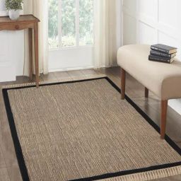 Saral Home Black Jute & Cotton Anti-Slip Carpet with Fringe-image-16