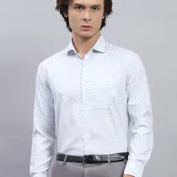 Monte Carlo Sky Blue Cotton Regular Fit Checks Shirt-image-32