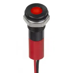 RS PRO Red Panel Mount Indicator 24V DC, Mounting Hole Size 8 mm, Termination Type Lead Wires, IP Rating IP67, Model No 2494310-23