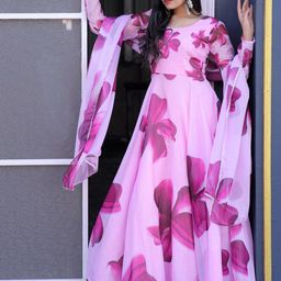 Raiyani Enterprise Floral Print Crepe Fit & Flare Maxi Dress-image-64
