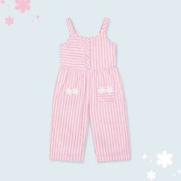 Budding Bees Kids Pink Striped Jumpsuit-image-39