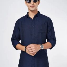Byford by Pantaloons Blue Depths Viscose Slim fit Shirts-picture-15
