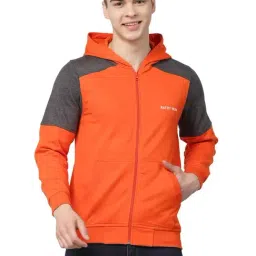 Kalt Orange & Dark Grey Regular Fit Hooded Sweatshirt-image-1