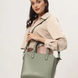 THE GUSTO Sage Green Solid Small Handbag-image-40