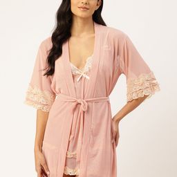 Ms.Lingies Net Baby Doll With Robe & Thongs-image-90