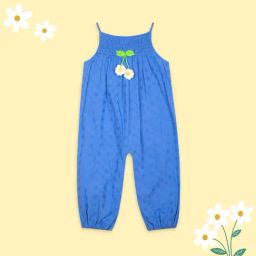 Budding Bees Kids Blue Embroidered Jumpsuit-image-35