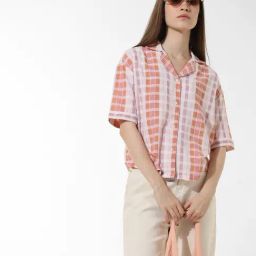 Only Pink Cotton Checks Shirt-image-21