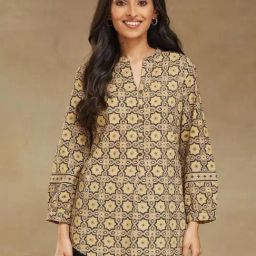 Fabindia Yellow Cotton Printed Tunic-picture-14
