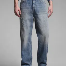 Jack & Jones Light Blue Cotton Loose Fit Distressed Jeans-picture-26