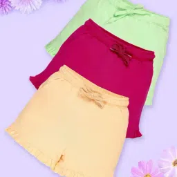 Kiddopanti Girls Cotton Hem Frill Solid Shorts (Pack of 3)-image-86