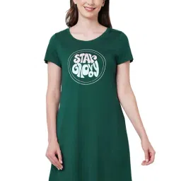 Soie Green Graphic Print Night Dress-picture-46