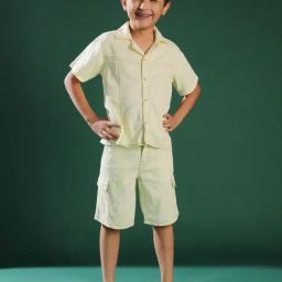 Tales & Stories Boys Light Yellow Cotton Combo Set-image-6