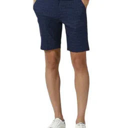 Peter England Navy Slim Fit Checks Shorts-picture-25