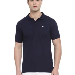 Allen Cooper Navy Cotton Regular Fit Polo T-Shirt-image-53
