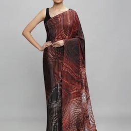 Navyasa By Liva Grey & Brown Printed Saree-image-68