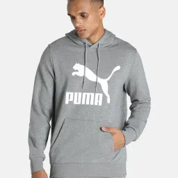 Puma Grey Full Sleeves Hooded Sweatshirt-image-93