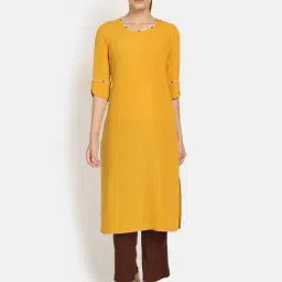 Office & You Yellow Straight Kurta-picture-27