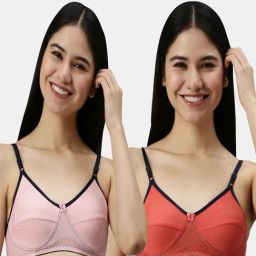 Kryptic Dusty Pink & Coral Full Coverage Everyday Bra - Pack of 2-image-9