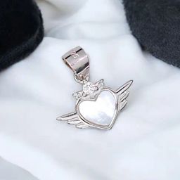 Taraash 925 Sterling Silver White Mother of Pearl Wing Heart Pendant-11