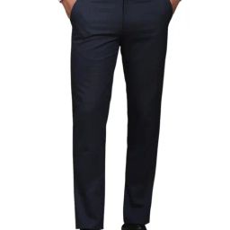 Louis Philippe Blue Slim Fit Texture Trousers-image-100