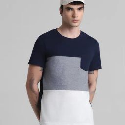 Jack & Jones Multicolored Cotton Slim Fit Colour Block T-Shirt-image-96