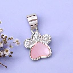 Taraash 925 Sterling Silver Pink Mother of Pearl Paw Shaped CZ Pendant-34