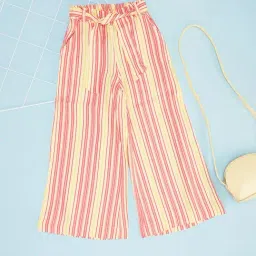 Pantaloons Junior Girls Pink Rayon Striped Pants-picture-9