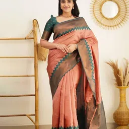 VILLE FASHION Woven Design Zari Kanjeevaram Saree-23
