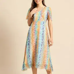Qurvii Multicolored Printed Casual Dress-image-61