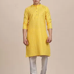 Anouk Woven Design Mandarin Collar Thread Work Straight Kurta-picture-9