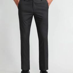 Arrow Grey Slim Fit Texture Trousers-image-133
