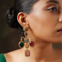 Abdesigns Gold-Tone Plated Contemporary Dangler Earrings-image-24