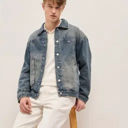 The Bear House Blue Cotton Regular Fit Solid Casual Jacket-picture-41