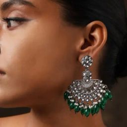 Abdesigns Silver Oxidized Dangler Earrings-33