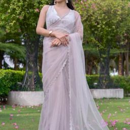 Saree Mall Gold Embellished Sarees With Unstitched Blouse-image-42