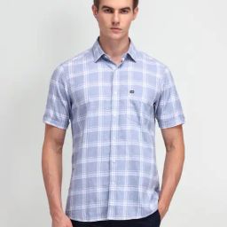 Arrow Sport Blue Cotton Regular Fit Checks Shirt-picture-38