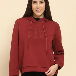 Global Republic Women Typography Embroidered Hooded Sweatshirt-image-88