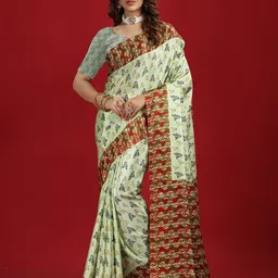VIRENDRA TEXTILES Ethnic Motifs Printed Pure Crepe Saree-picture-47