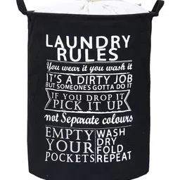 HOKIPO Black PrintedFoldable Laundry Bags With Lid-31