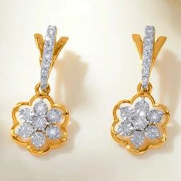 P.N.Gadgil Jewellers 14KT BSI Hallmarked Yellow Gold Vivid Bloom Drop Earring for Women-image-65
